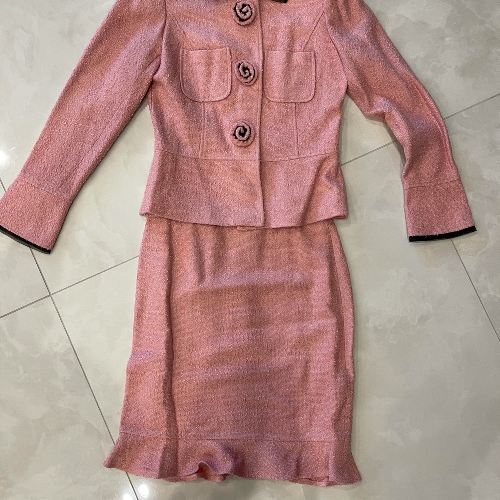 Gorgeous peach and brown suit for a woman